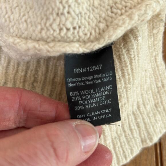 Nili Lotan women’s wool hooded sweater cream front pocket size small - Picture 8 of 8